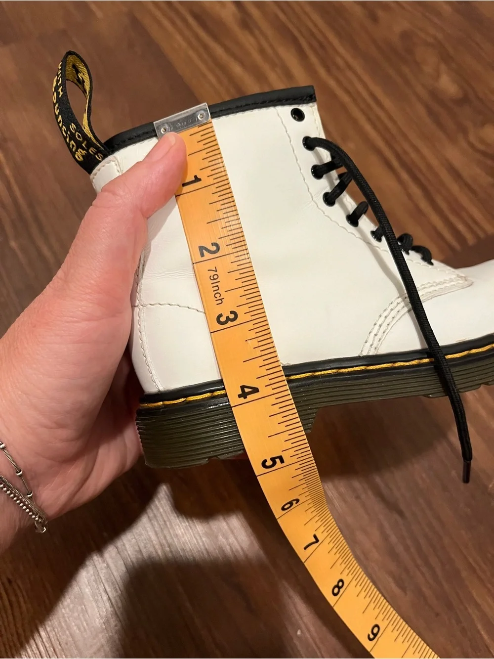 Dr. Martens 1460 T White Smooth Leather Lace Up/Zip Ankle Boots Toddler Size 10